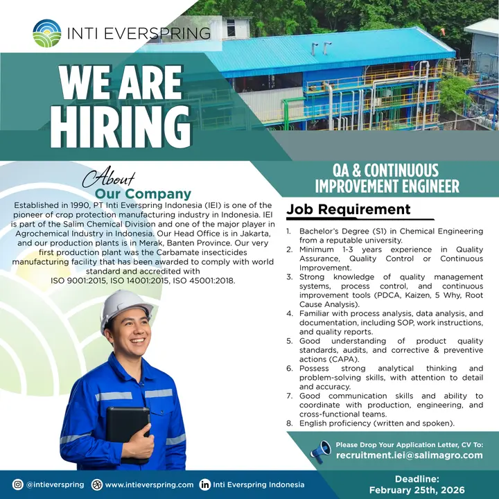 Career Opportunities at PT Inti Everspring Indonesia, a Pioneer in Indonesia’s Crop Protection Industry
